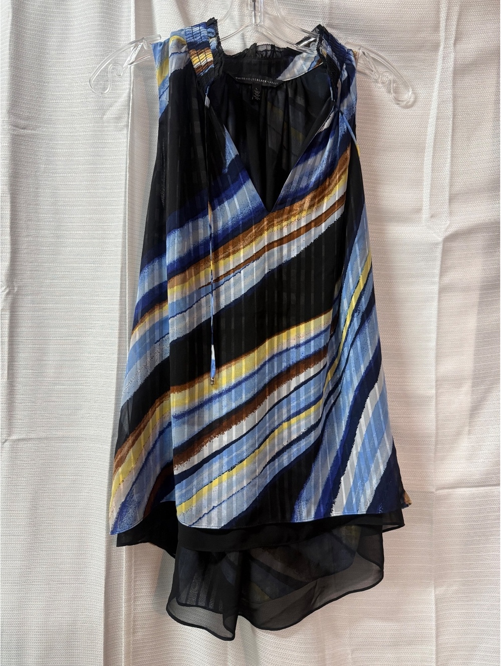 White House Black Market Women's Striped Sleeveless Blouse Size L